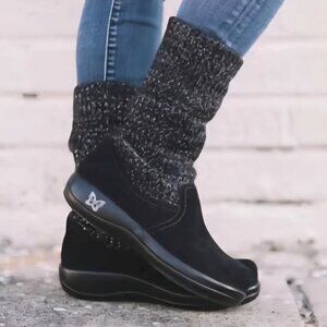 Alegria Suede and Knit Foldover Boots - Juneau